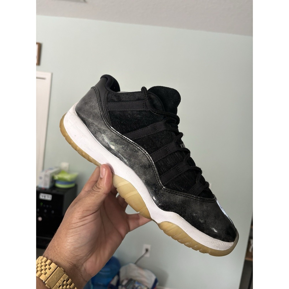 Jordan Air Jordan 11 Low Black White Gum Retro Men's Low Top Athletic Sneakers